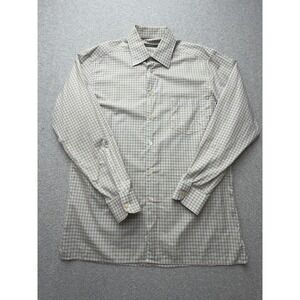 Ermenegildo Zegna Shirt Mens Large Beige Check Long‎ Sleeve Button Down Turkey